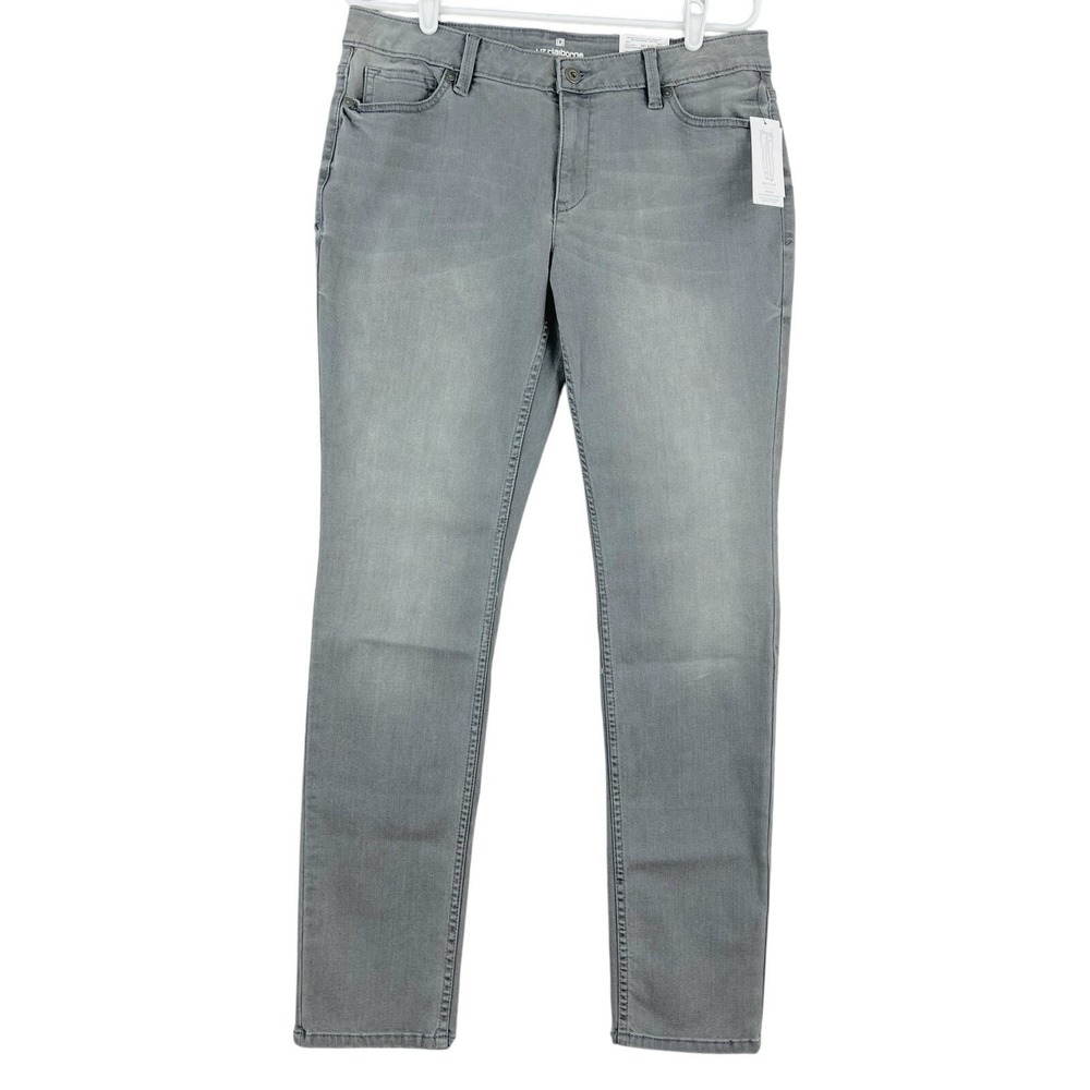 Liz Claiborne Womens City Fit Skinny Leg Grey Jeans Size 10 Stretch Mid Rise NWT
